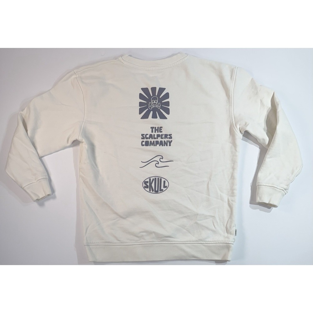 Scalpers Company Skull Crewneck Sweatshirt Youth 12 Cream Graphic